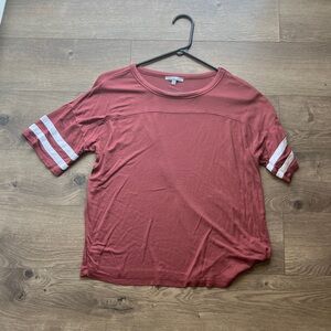 Charlotte Russe Red Top with White Sleeve Stripes